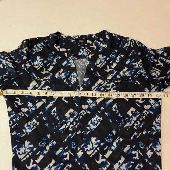 - Mossimo Slinky Vivid Blue & Black Dressy V Neck Blouse - M - Picture 9 of 10